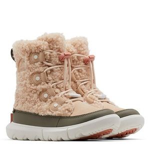NEW SOREL -YOUTH-BIG KID (6) WOMEN (8) EXPLORER COZY WP SNOW BOOT - SAND